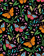Vibrant Butterfly Floral Swirl Pattern Rug