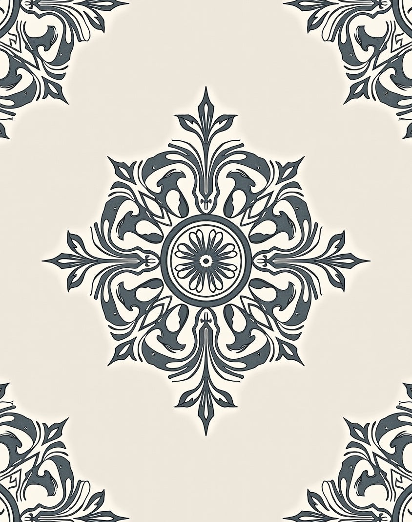 Ornate Floral Medallion Pattern Design Rug