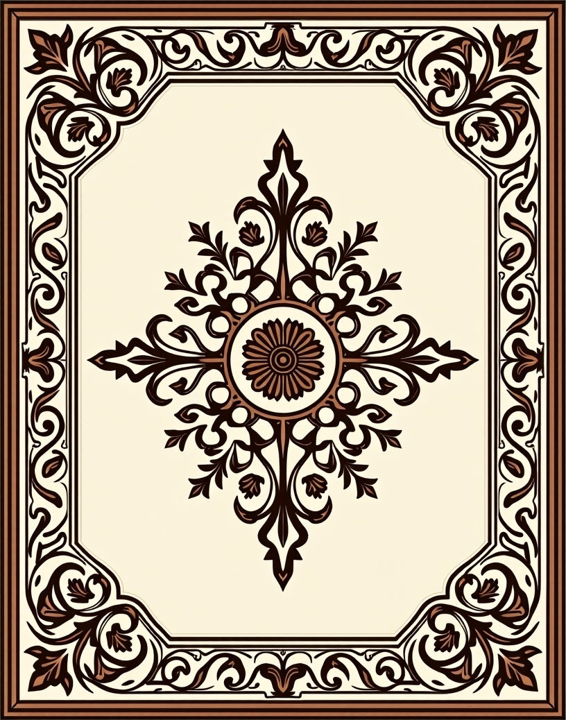 Classic Floral Medallion Border Design Rug