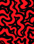 Red and Black Wavy Abstract Design Rug
