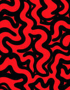 Red and Black Wavy Abstract Design Rug