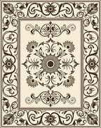 Ornate Floral Scrollwork Design Rug