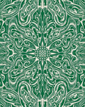 Symmetric Green Swirl Abstract Pattern Rug