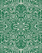 Symmetric Green Swirl Abstract Pattern Rug