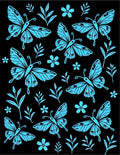Bright Blue Butterfly Garden Whimsy Rug