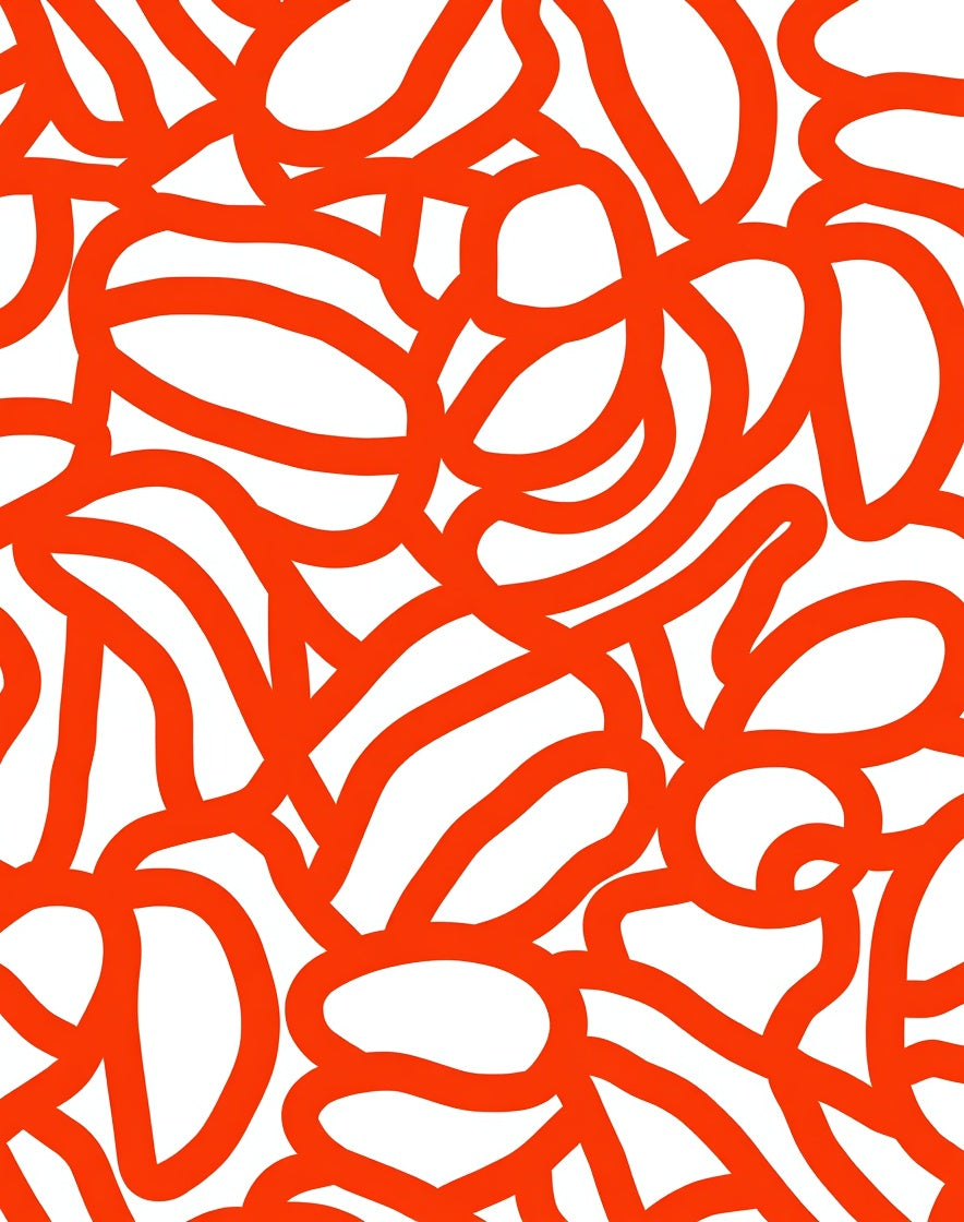 Bold Orange Abstract Intertwined Pattern Rug