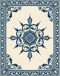 Intricate Scrollwork Star and Border Rug
