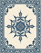 Intricate Scrollwork Star and Border Rug