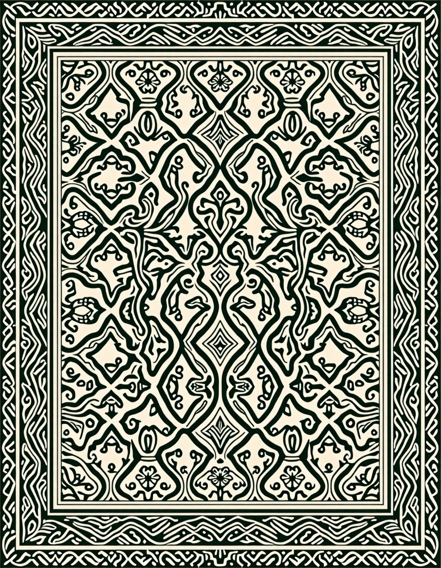 Intricate Floral Symmetry Pattern Rug