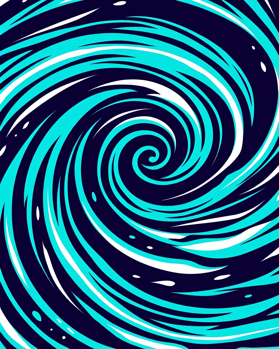 Dynamic Turquoise Swirl Pattern Rug