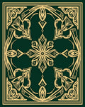 Golden Emerald Art Nouveau Floral Rug