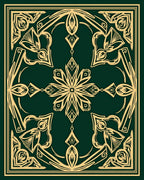 Golden Emerald Art Nouveau Floral Rug