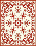 Intricate Red Floral Filigree Pattern Rug