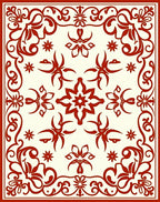 Intricate Red Floral Filigree Pattern Rug