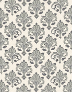 Elegant Gray Floral Damask Pattern Rug