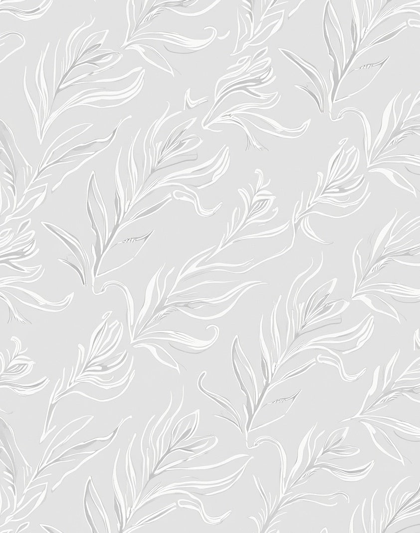Light Gray Floral Whimsical Branches Rug