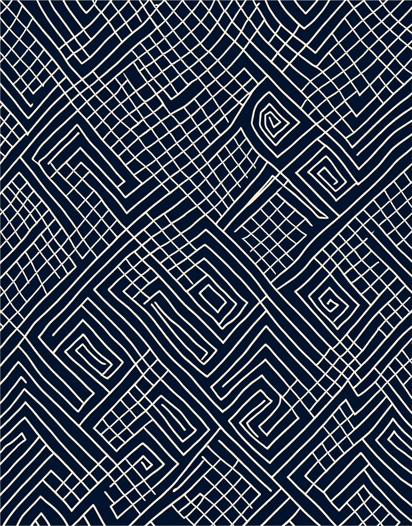 Abstract Maze Geometric Pattern Design Rug