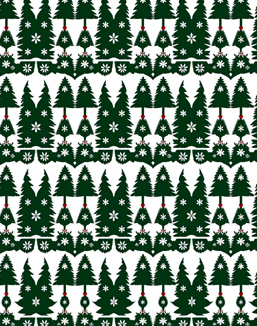 Festive Green Christmas Tree Snow Cluster Rug