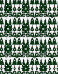 Festive Green Christmas Tree Snow Cluster Rug