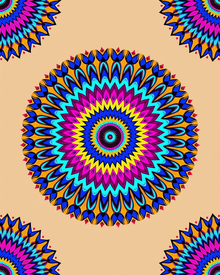 Vibrant Geometric Mandala Pattern Rug