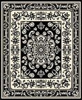 Bold Black Floral Medallion Rug