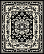 Bold Black Floral Medallion Rug