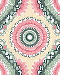 Mandala Inspired Pink Green Medallion Pattern Rug