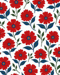 Bold Red Floral Pattern Rug
