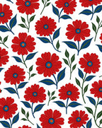 Bold Red Floral Pattern Rug