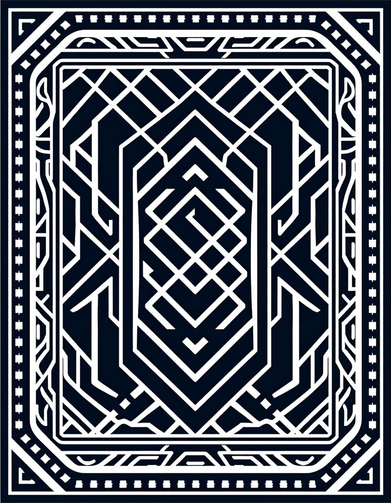 Modern White Geometric Art Deco Design Rug