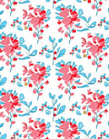 Vibrant Pink Floral Blue Leaf Pattern Rug
