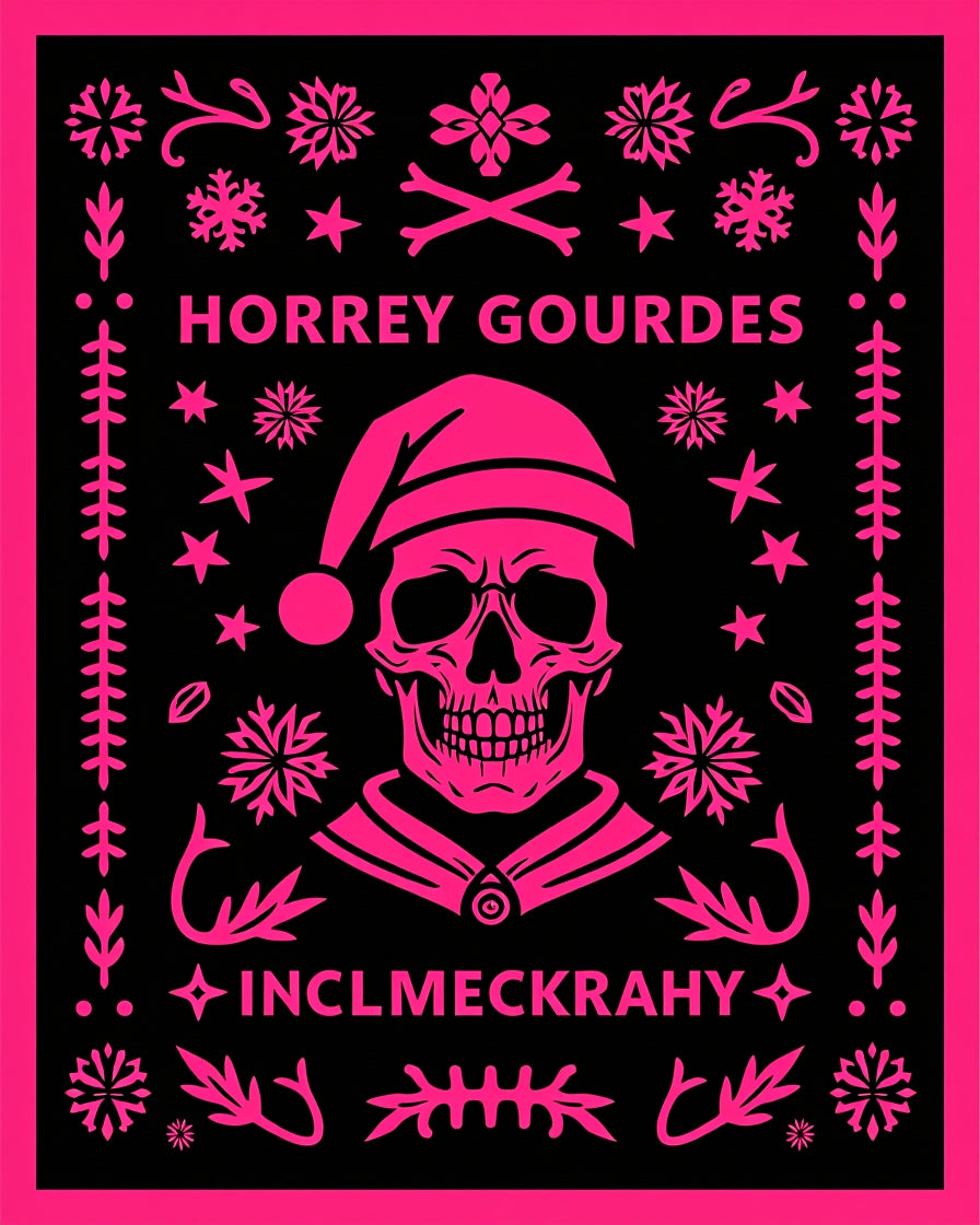 Bright Pink Skull Festive Border Rug