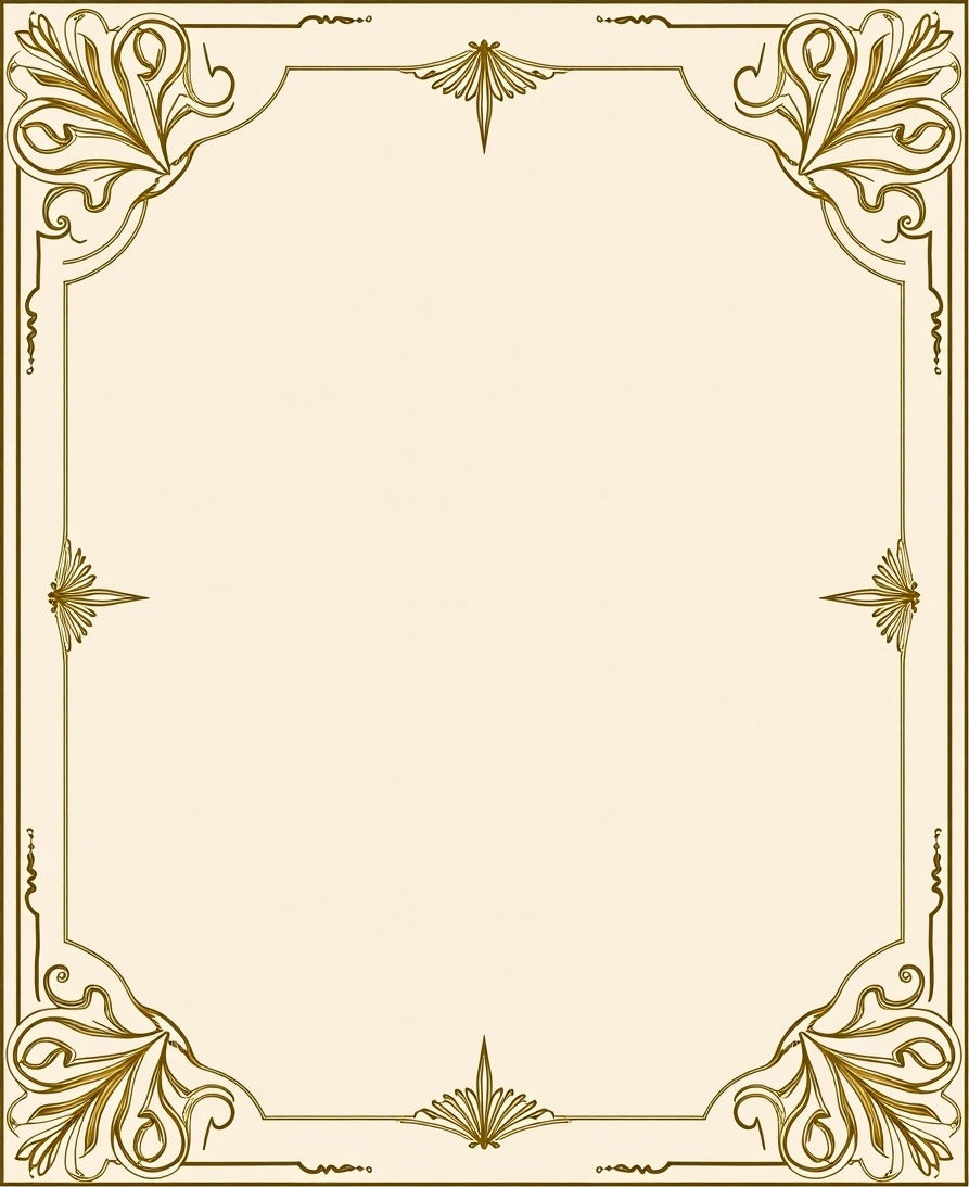 Elegant Gold Floral Corner Frame Rug