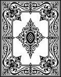 Ornate Black White Floral Scroll Work Rug