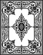 Ornate Black White Floral Scroll Work Rug