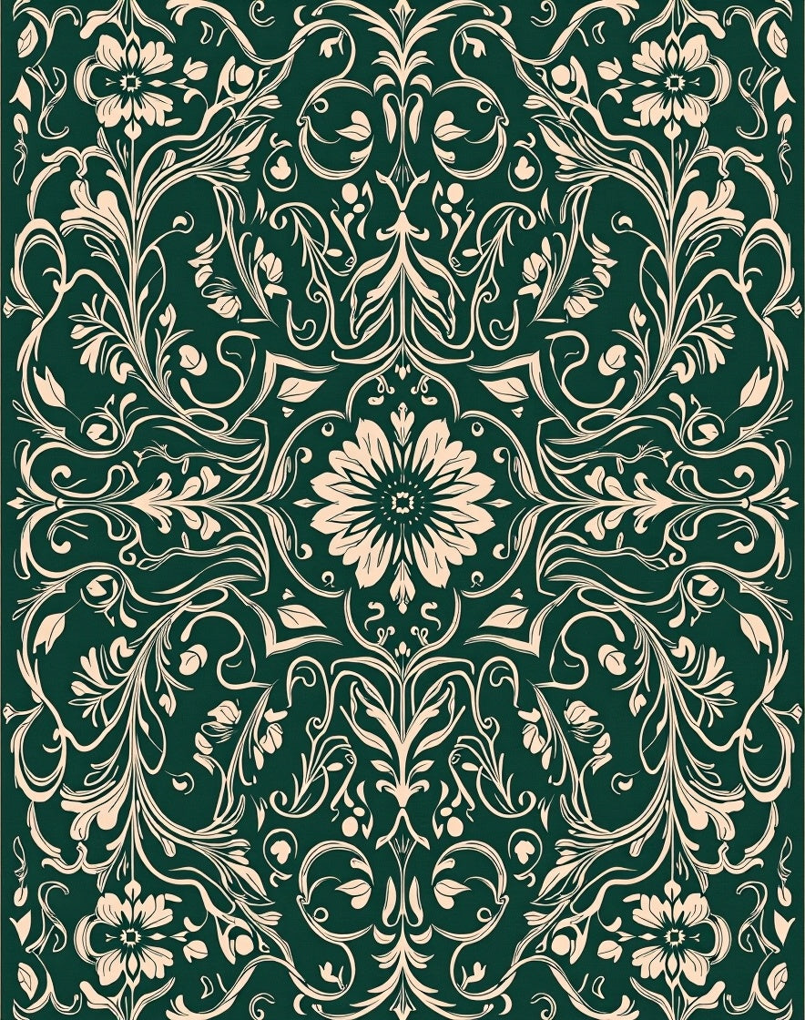 Art Nouveau Floral Swirls Pattern Rug
