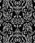 Black White Floral Damask Pattern Rug
