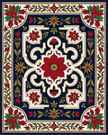 Rich Red Floral Garden Pattern Rug