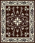 Rich Brown Floral Lattice Pattern Rug