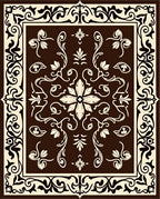 Rich Brown Floral Lattice Pattern Rug