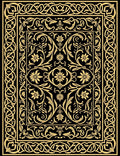 Black Gold Ornate Floral Design Rug