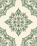 Ornate Green Vintage Floral Medallion Rug
