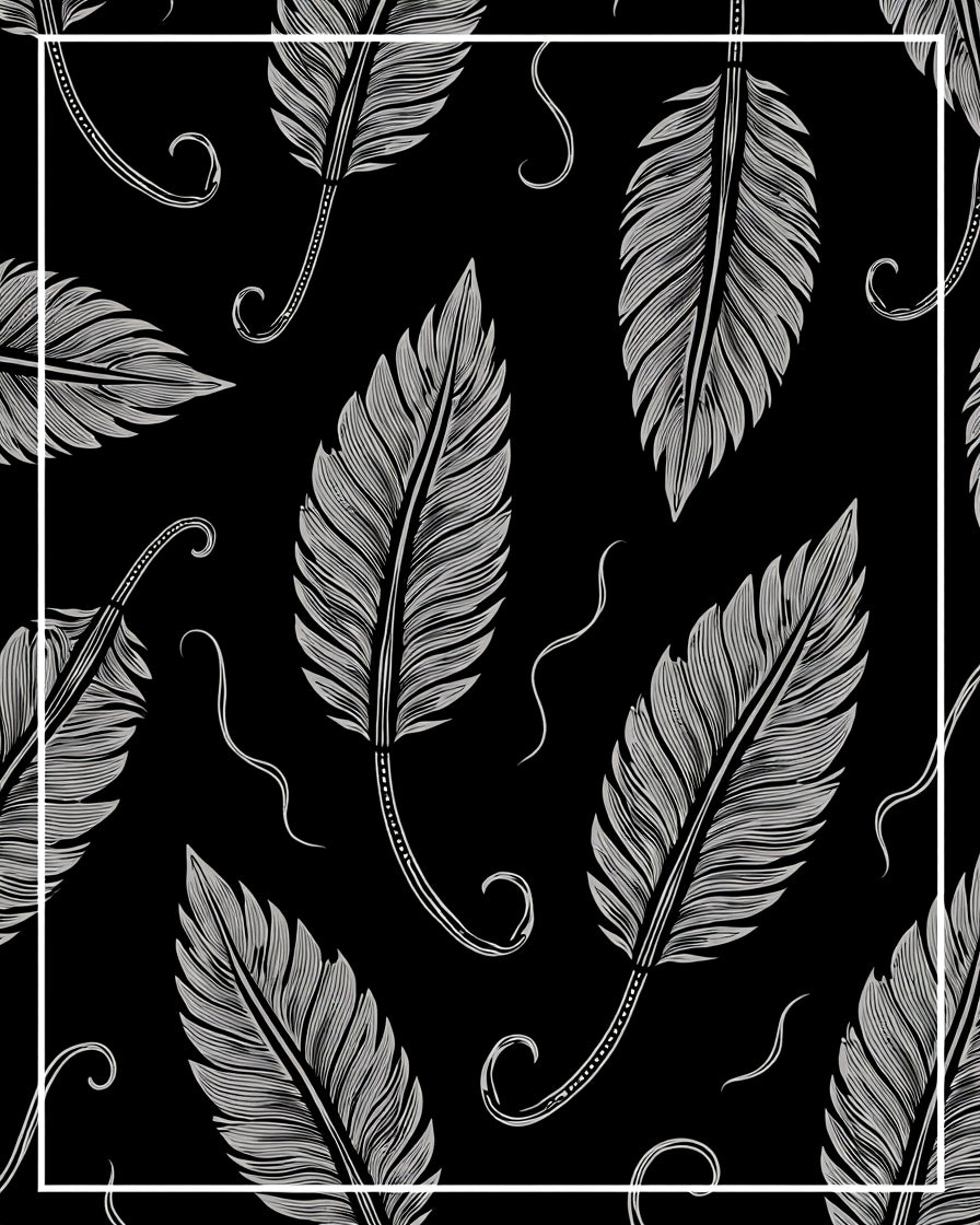 Black White Feather Pattern Design Rug