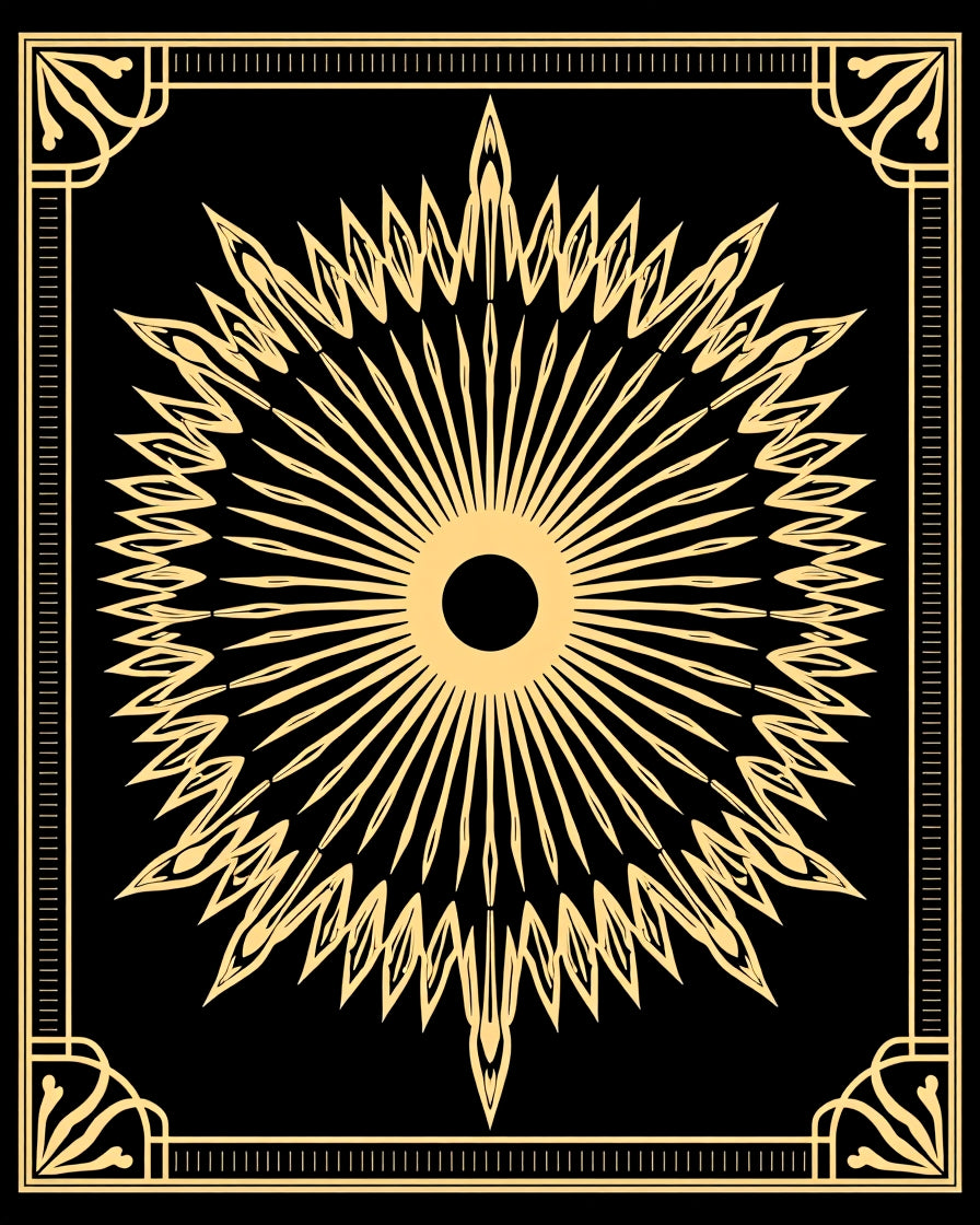 Art Deco Radial Sunburst Geometric Pattern Rug