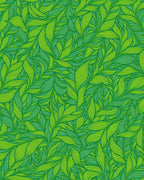 Dense Green Leafy Pattern Rug