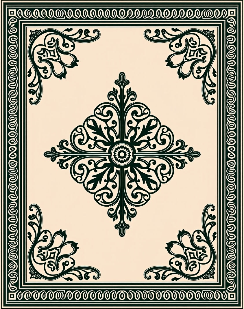 Ornate Scrollwork Classic Design Rug
