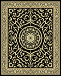 Ornate Black and Gold Damask Pattern Rug
