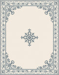 Elegant Floral Medallion Border Design Rug