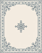 Elegant Floral Medallion Border Design Rug