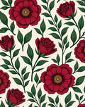 Classic Red Rose Floral Pattern Rug